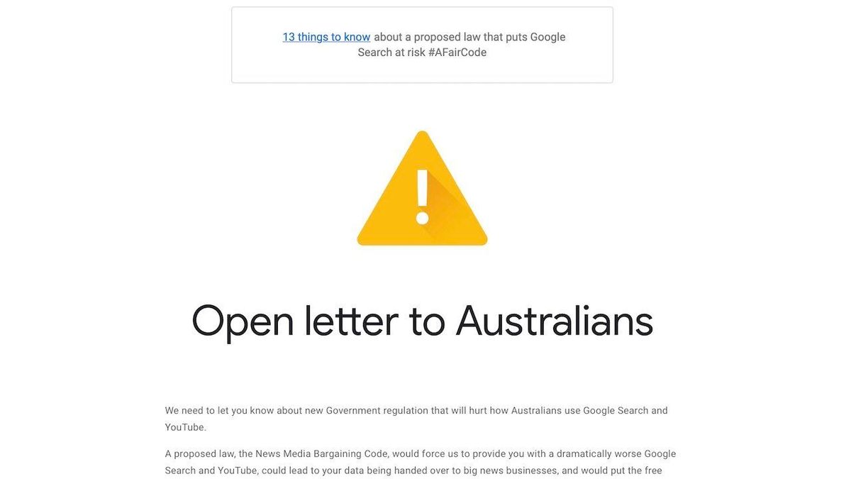 Australia vs Facebook & Google