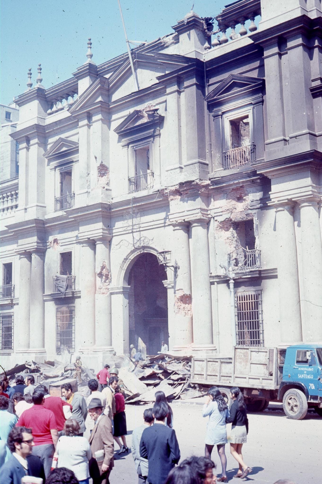 Damage to the La Moneda presidential palace in Chile, nine days after the coup.