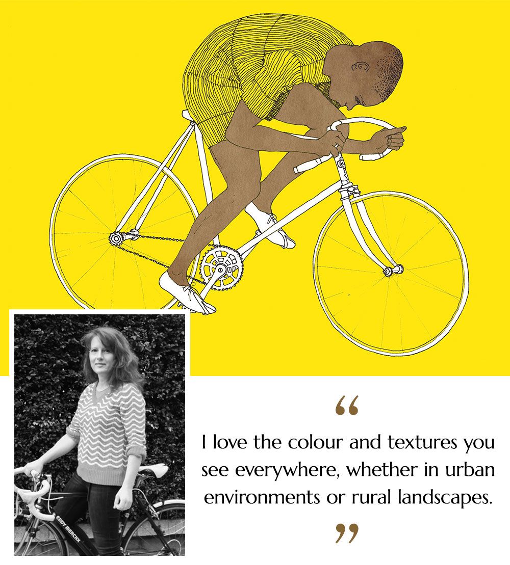 Black and white portrait of artist Eliza Southwood and her artwork titled 'Yellow Major Taylor, 2014'