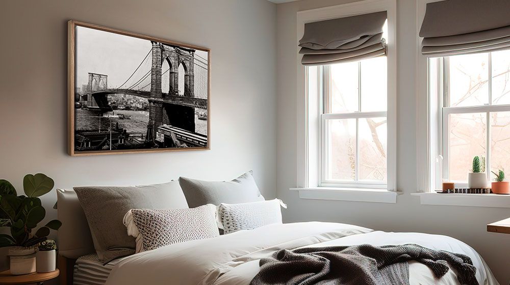 Brooklyn Bridge, New York&nbsp;Wall Art by A. Loeffler printed on canvas and mounted in a floating frame
