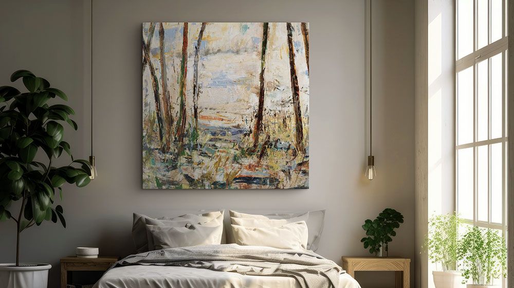 Down by the Water by Jodi Maas canvas art pictured in a bedroom
