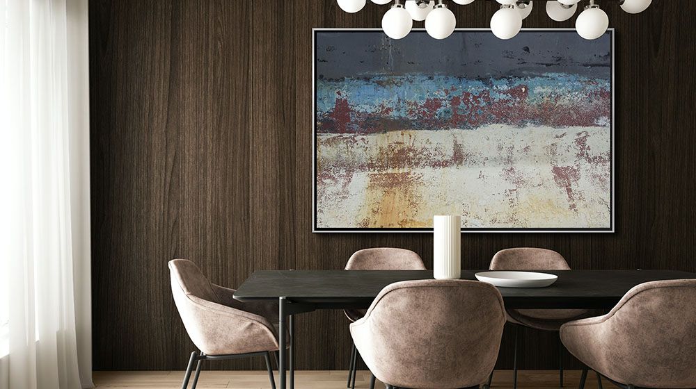 Ship Textures II by Moises Levy canvas art pictured in a dinning room