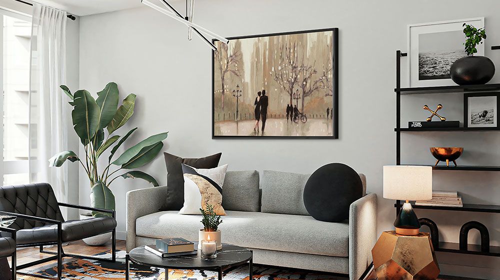 An Evening Out Neutral Wall Art by Julia Purinton framed canvas print