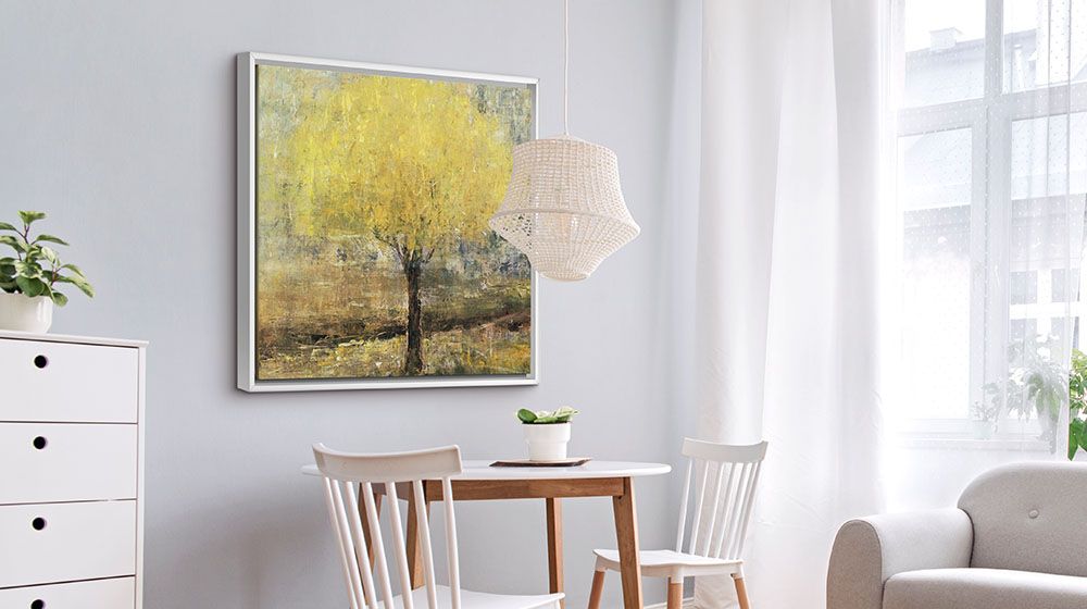 Lemon Lit Tree Wall Art by Jodi Maas printed on canvas and mounted in a floating frame