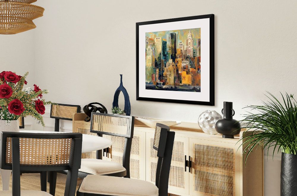 New York, New York Wall Art by Marilyn Hageman in a framed print, in a dinning room