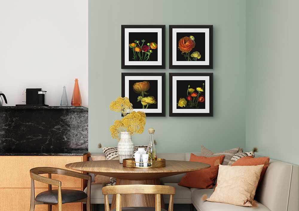 The "Moody Ranunculus" Gallery Wall of four Magda Indigo Wall Art Framed Prints