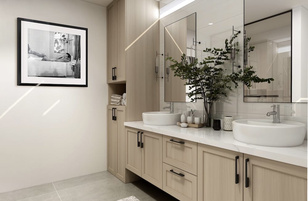 Modern bathroom with Scandinavian design elements and minimalist decor