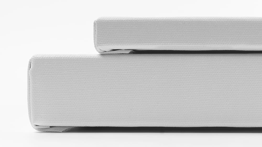 Side view of stretched canvas prints highlighting thickness, structure, and durable canvas construction