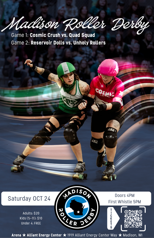 Promotional poster for Madison Roller Derby's October 24 game.