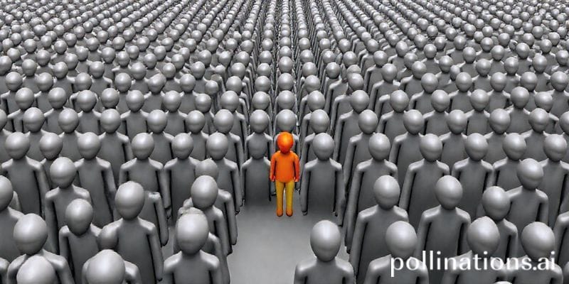 Rows of identical gray figures with one colorful one standing out