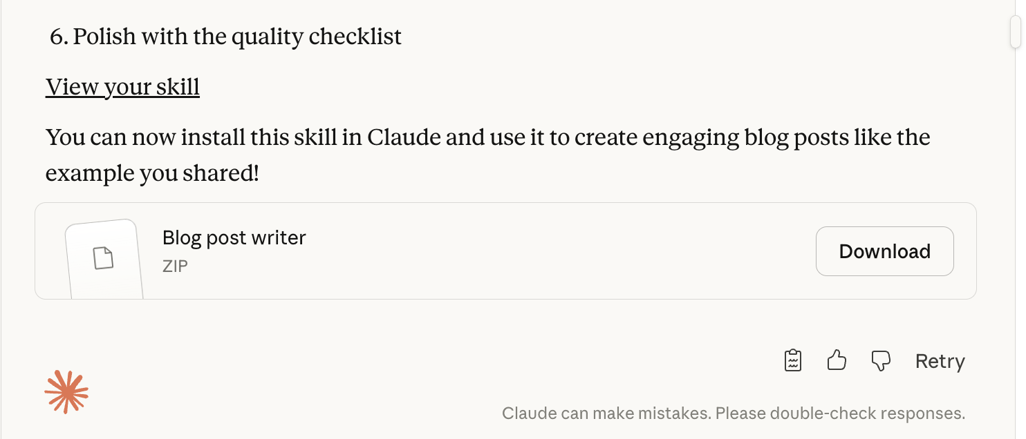 Blog post writer skill ZIP file ready to download