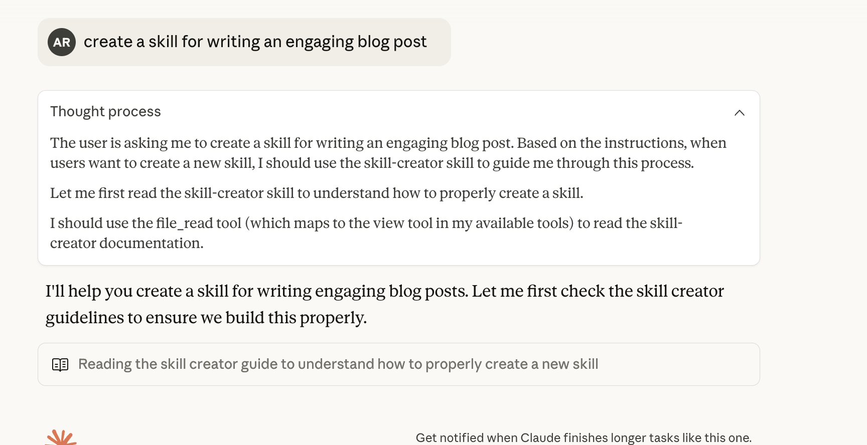 Request to create a skill for writing an engaging blog post
