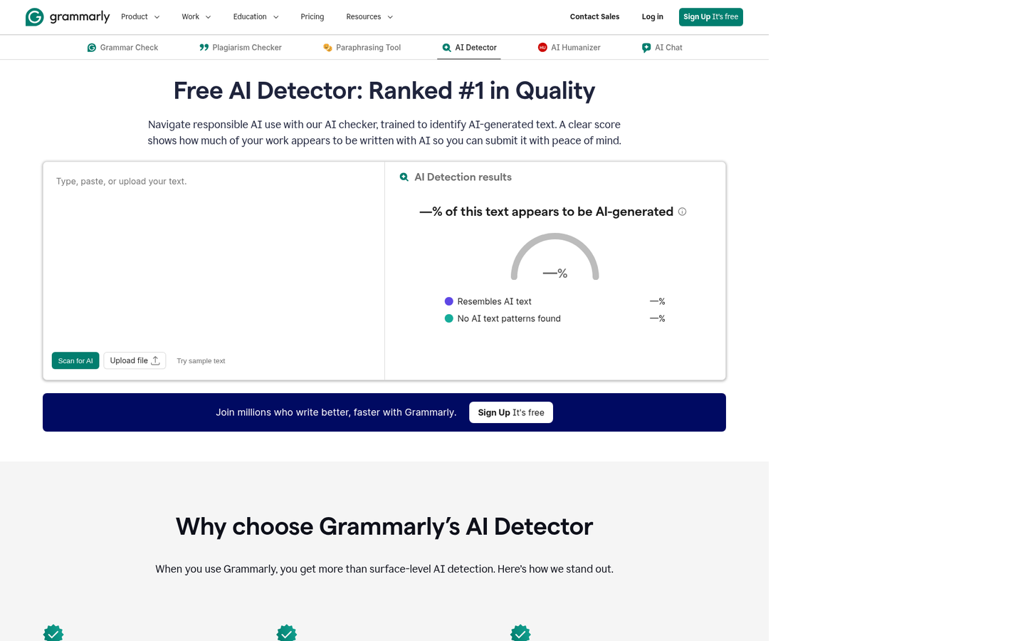 Grammarly's free AI detector inside its broader writing product