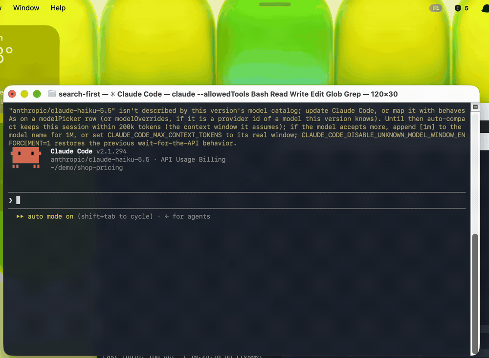 Haiku starts the task, ThoughtCop's count goes from 5 to 6 while the agent is still working