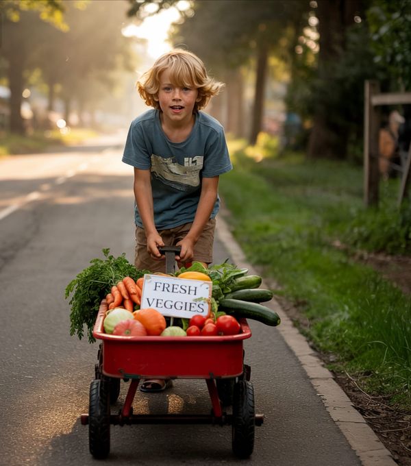Red Wagon and the Boy