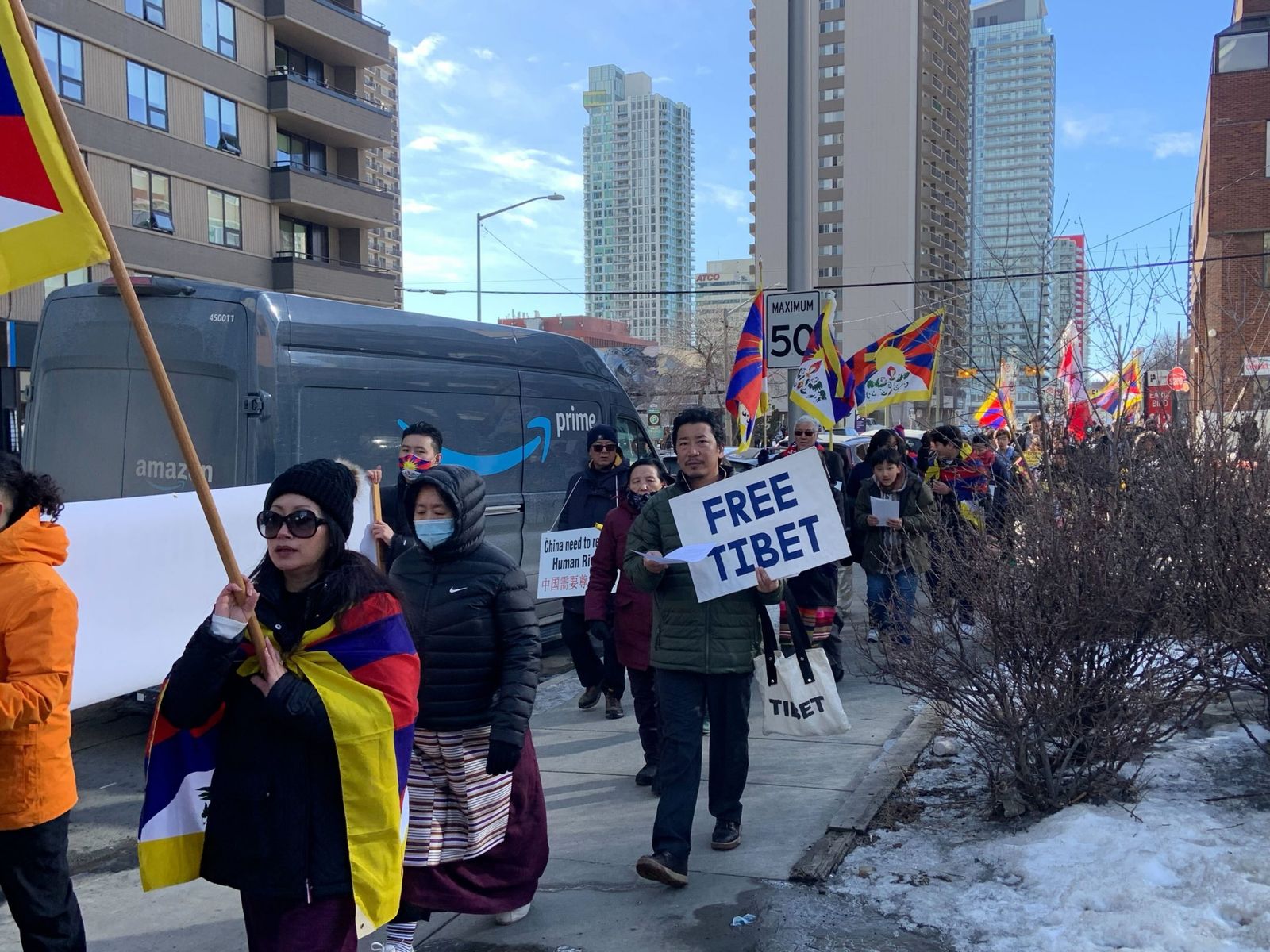 Clubs’ Corner: Students gather at a Free Tibet protest at the Calgary Municipal Building