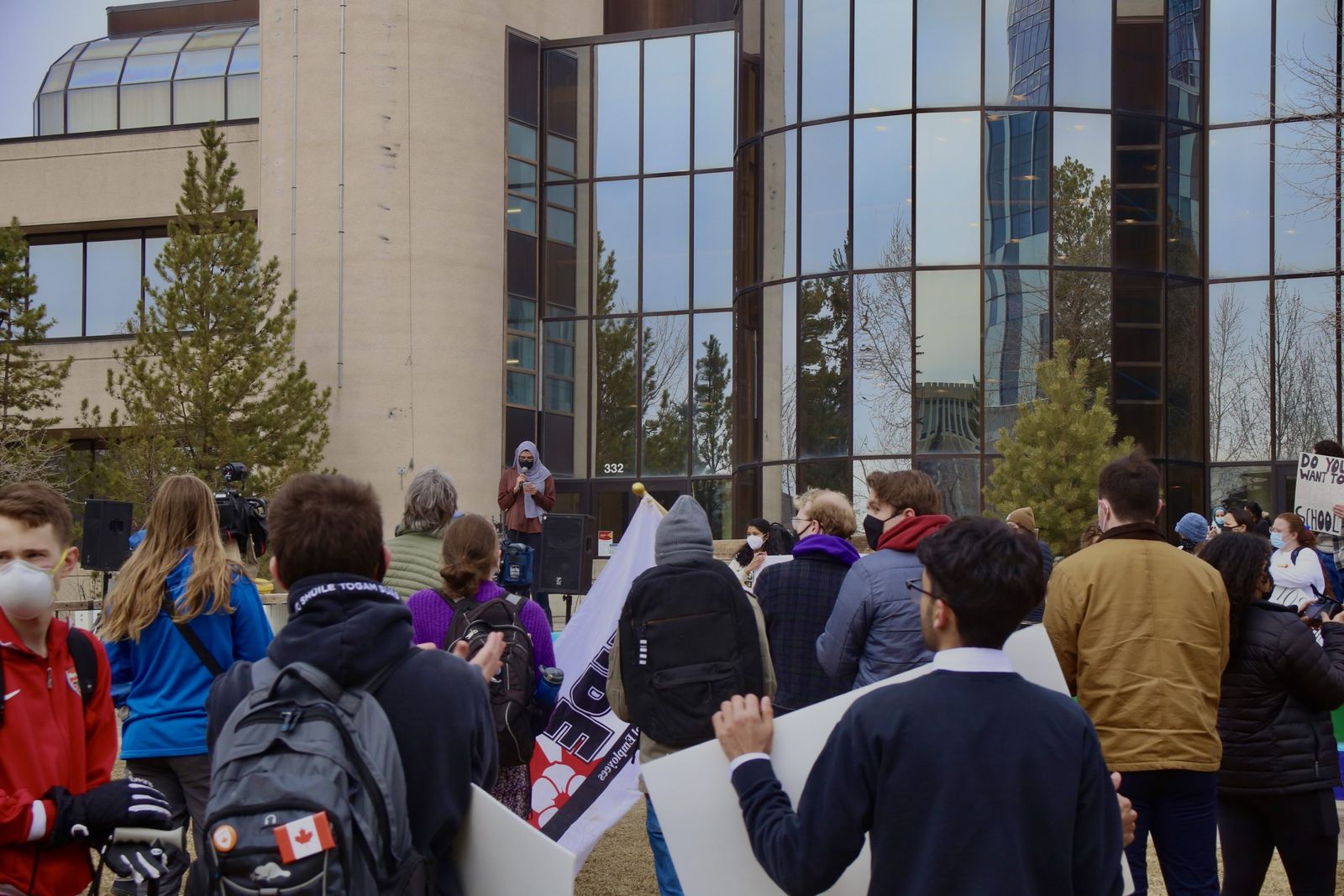 Students rally outside TFDL Quad to protest against budget cuts and call for a tuition freeze