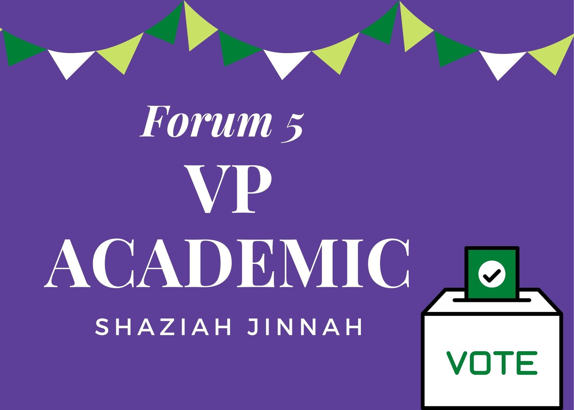 Uncontested candidate Shaziah Jinnah speaks at vice-president academic forum