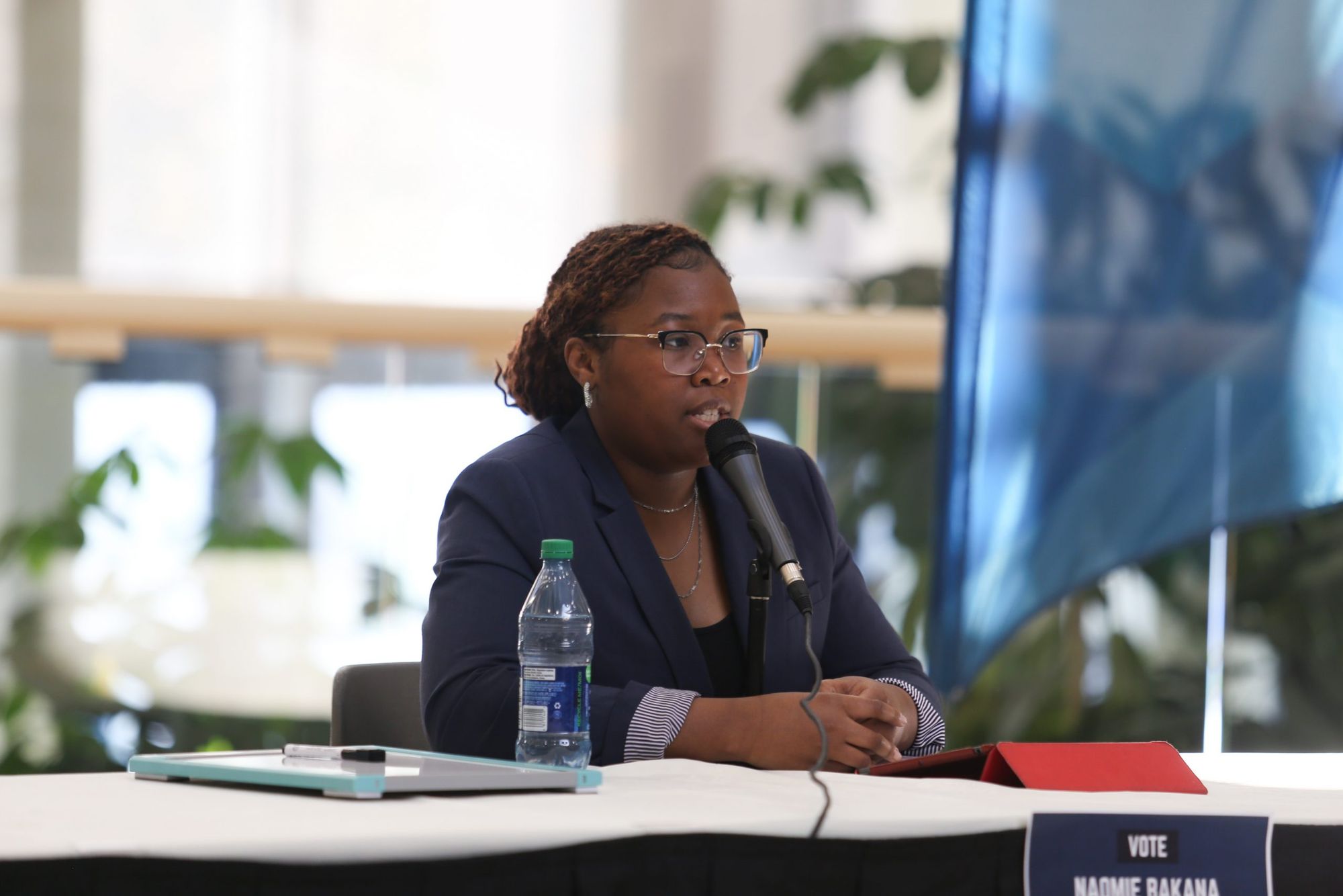 Uncontested VP internal candidate Naomi Bakana talks about addressing student needs at forum