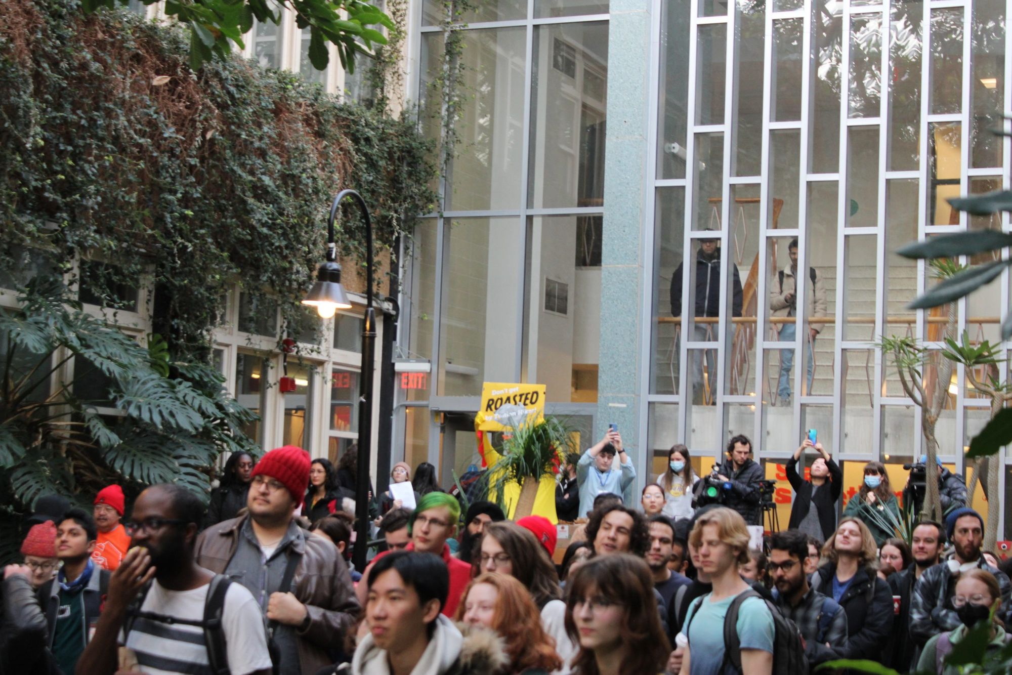 Students rallied in the Administration Building to oppose tuition increases