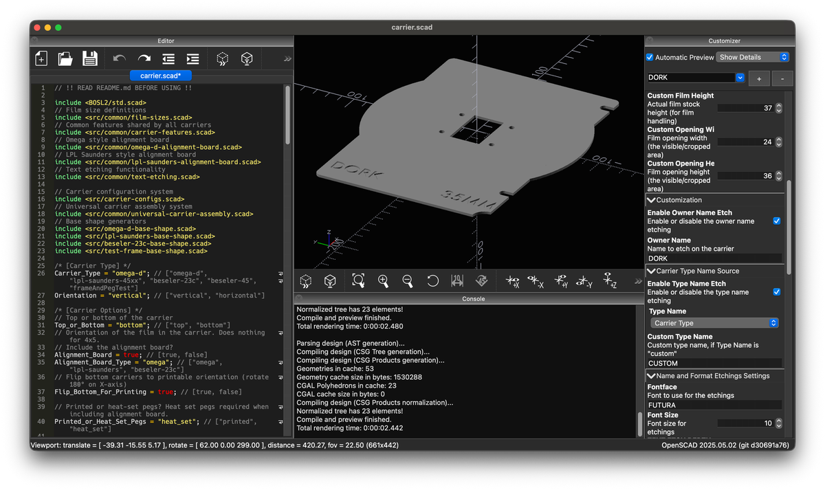 Open sourcing enlarger negative carriers