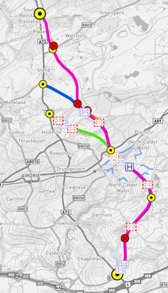 East Airdrie Link Road routes map