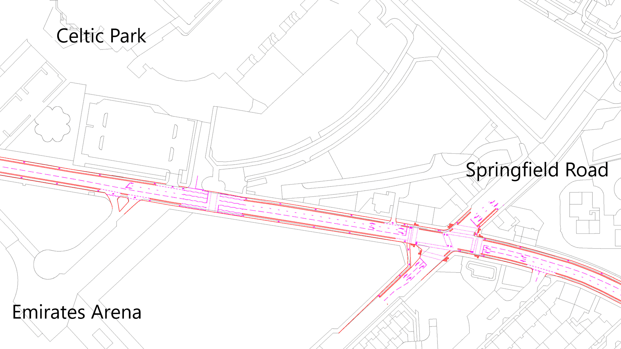 Plan of a section of the East City Way around Springfield Rd