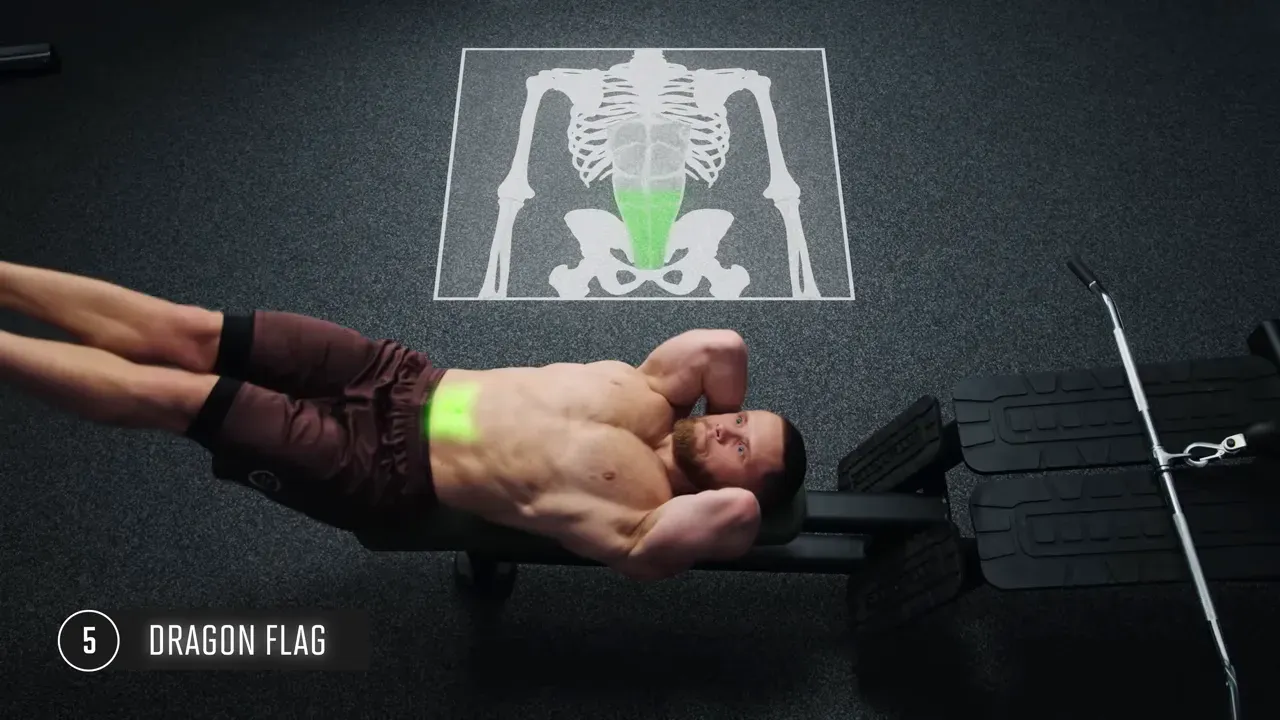 Performing a dragon flag with bench grip