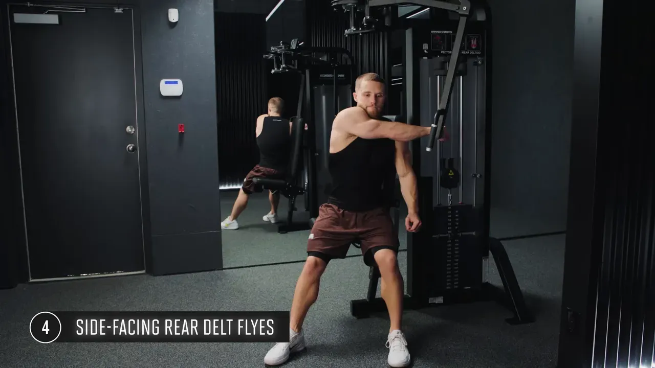 Sweeping the arm across the body to hit stretched rear delt