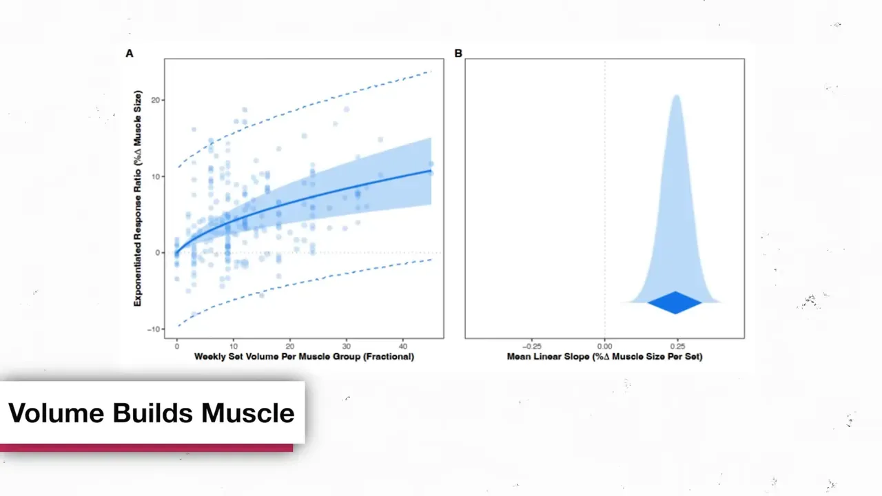 Graph comparing volume and hypertrophy with the four-set benchmark