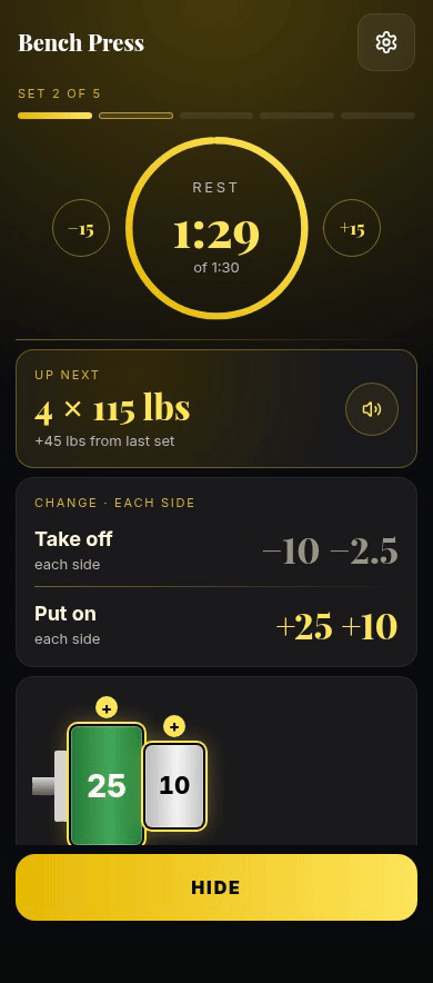 Rest timer preview