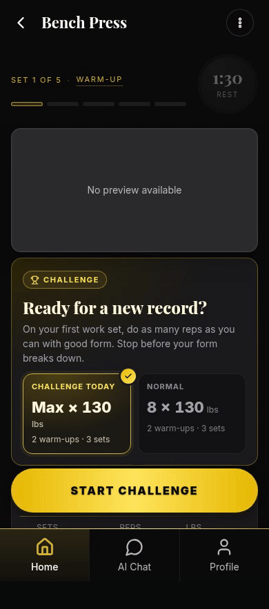 Session challenge preview