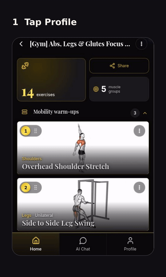 In Dr. Muscle, tap Profile, scroll down, and tap Install app.
