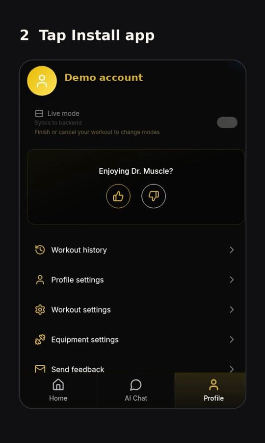 Tap Profile in the bottom-right corner to open this menu.