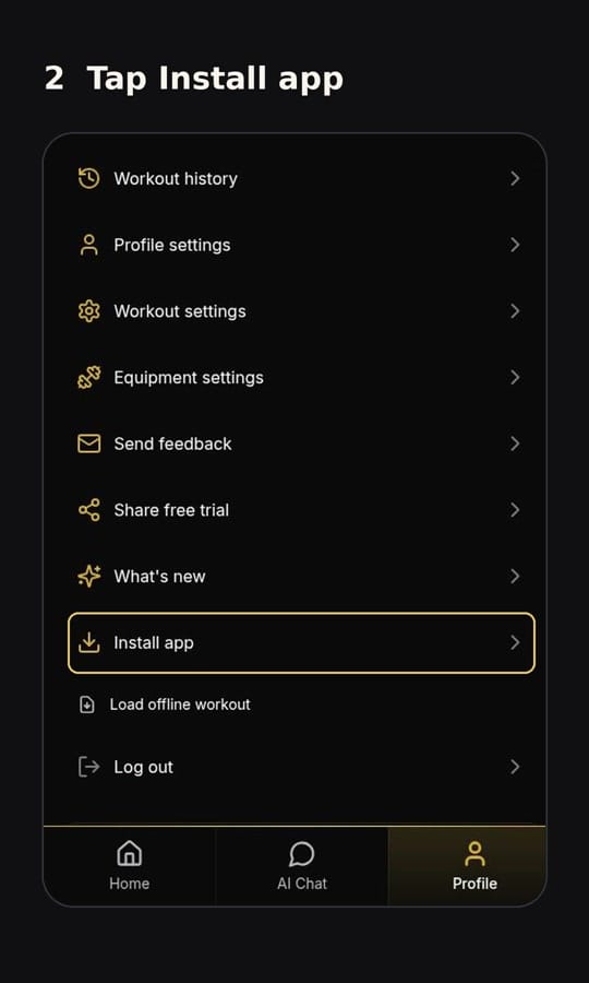 Scroll down to find Install app, then tap it.