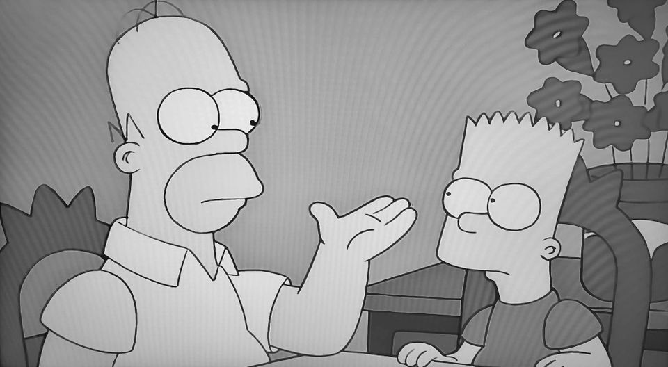 The scene in Season 8, Episode 12 of "The Simpsons" entitled "Mountain of Madness," where Homer says to Bart, "hmm, your ideas are intriguing, and I wish to subscribe to your newsletter."