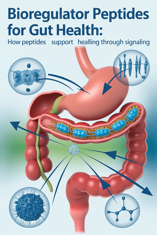 How bioregulator peptides influence gut health through signaling and regulation.