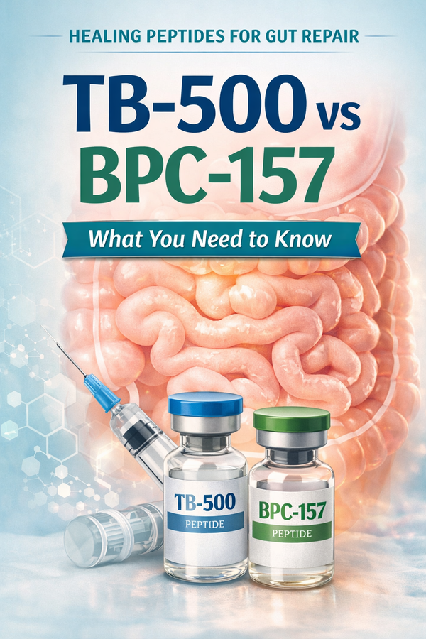 Healing peptides like TB-500 and BPC-157 are often discussed in regenerative research exploring tissue repair and gut barrier recovery.