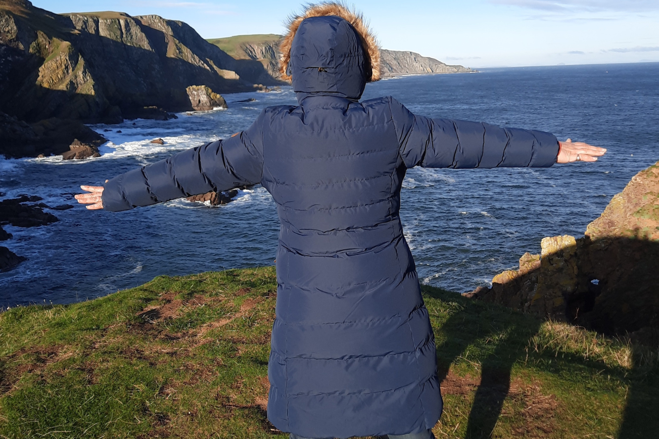 Enjoying the wind in the Trespass Audrey Coat