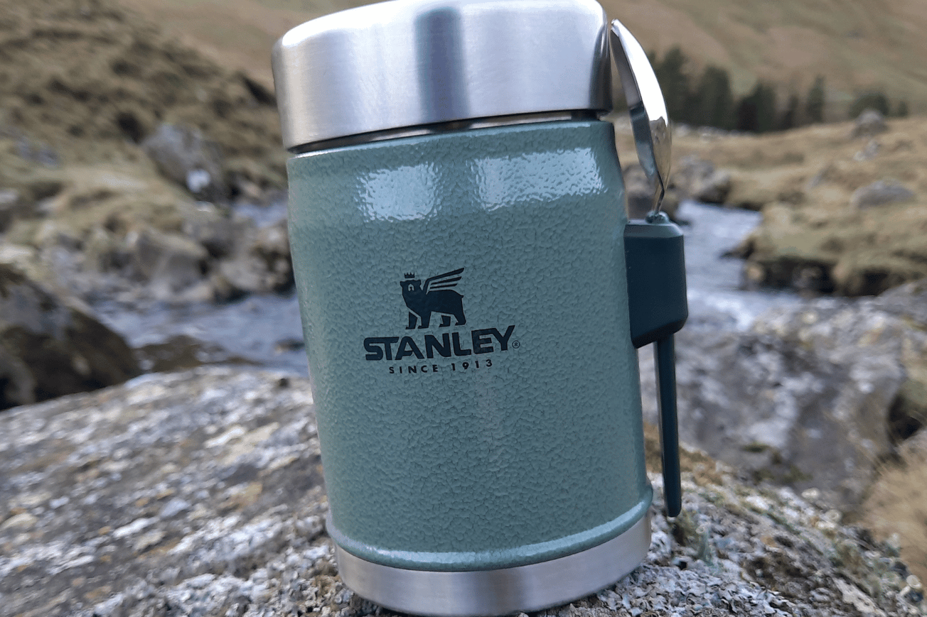Stanley 14oz Food Jar with integrated spork from the "Classic" Series in Hammertone Green