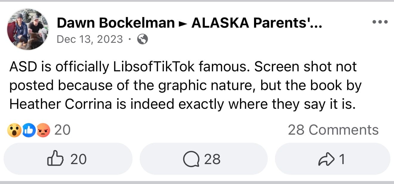 Anchorage resident Dawn Bockelman openly celebrated the wave of threats that followed ASD being targeted.