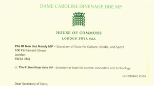 Caroline Dinenage MP writes to Lisa Nandy amid reports government may be considering a text and data mining AI copyright exception