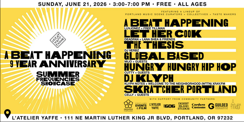 the flyer for the next A Beat Happening showcase