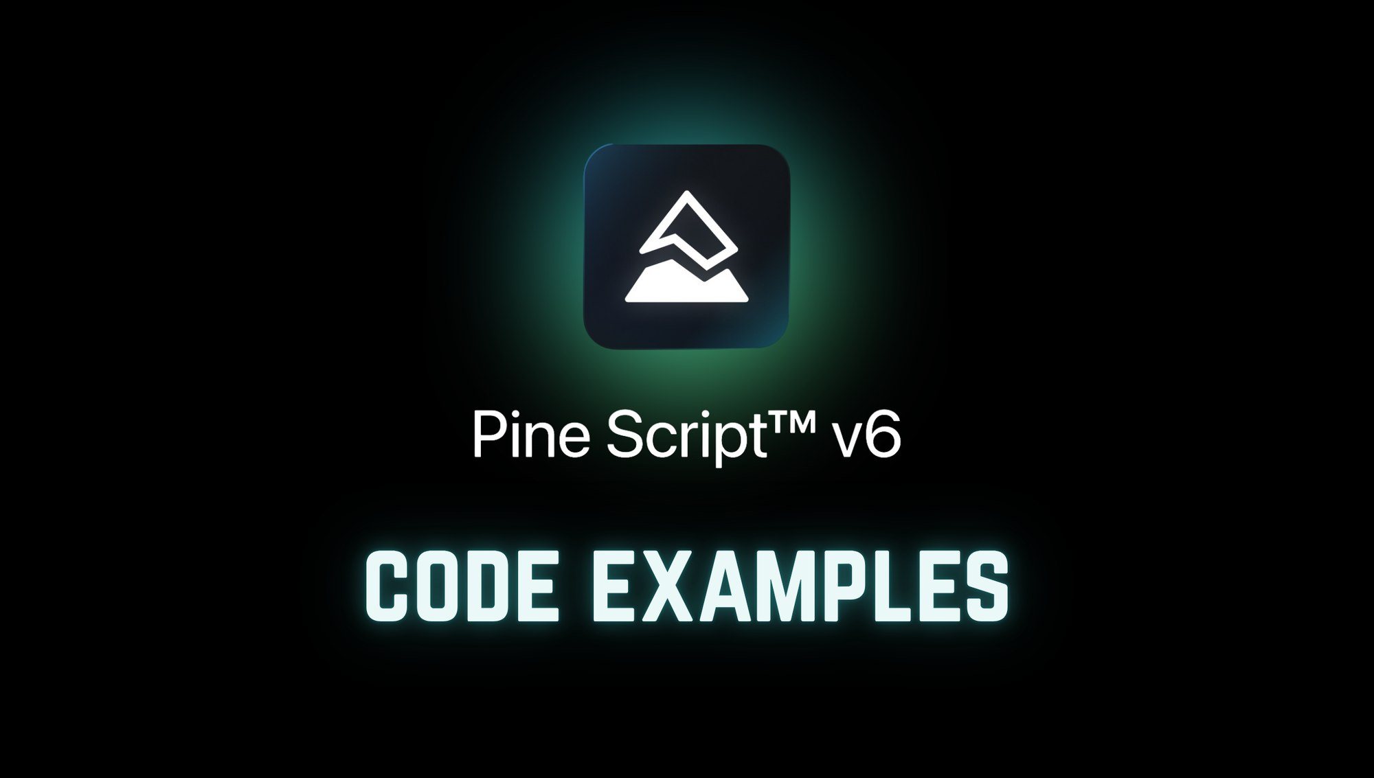 Pine Script logo with trademarked name and v6 with text code examples