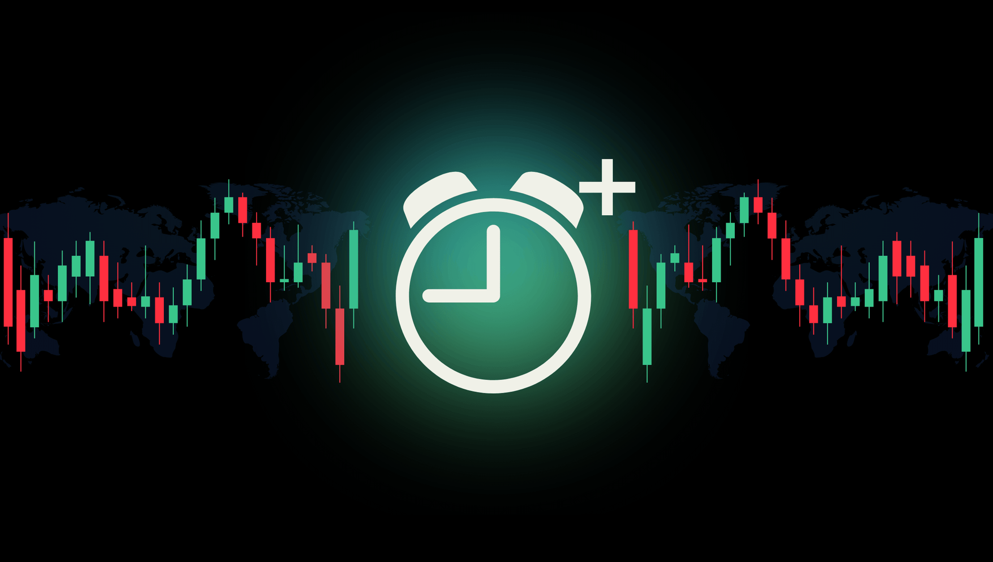 candlestick chart on black background with tradingview pine script color and alarm clock icon