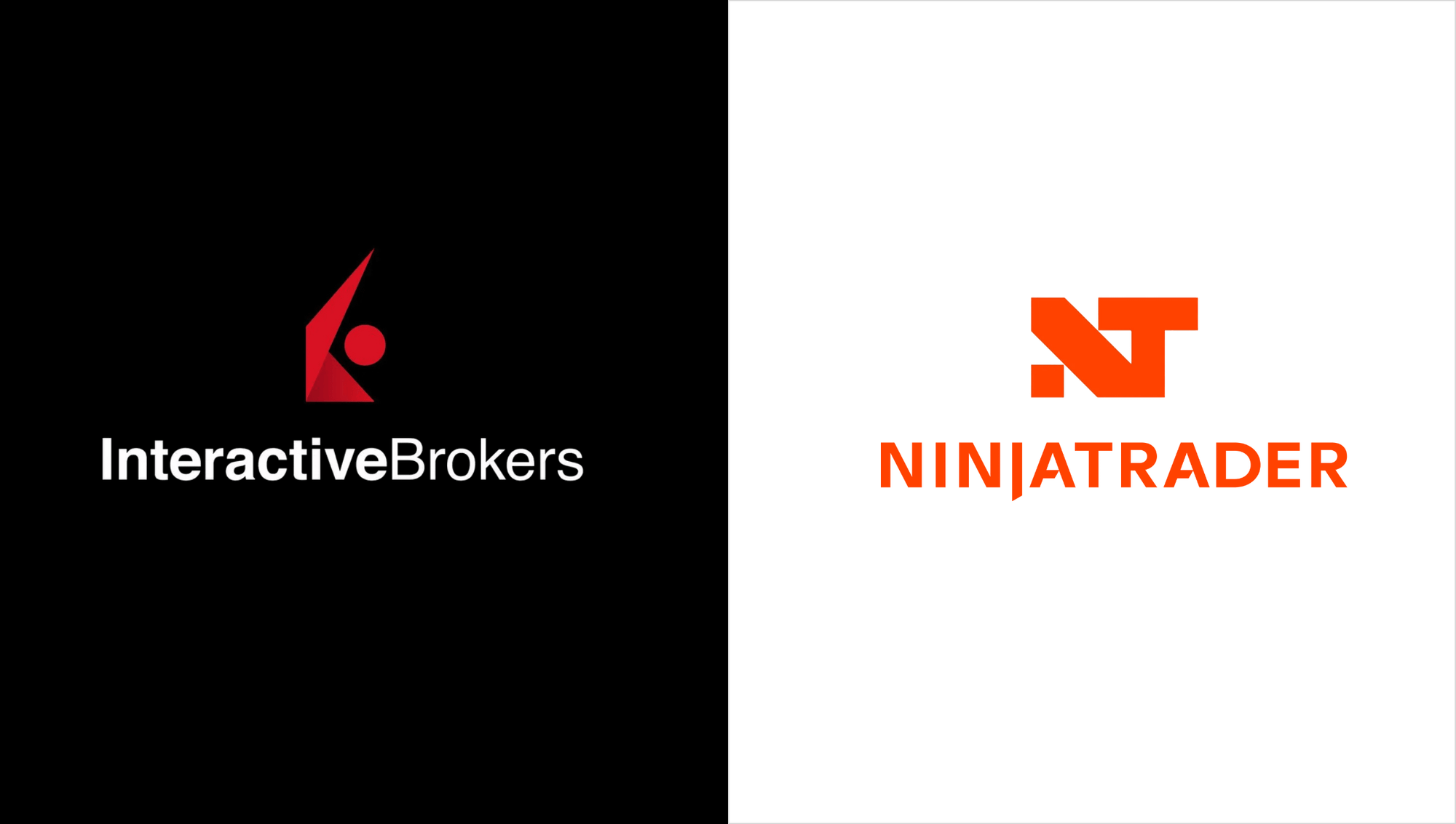 interactive-brokers logo next to the ninjatrader logo with crosstrades XT logo in between