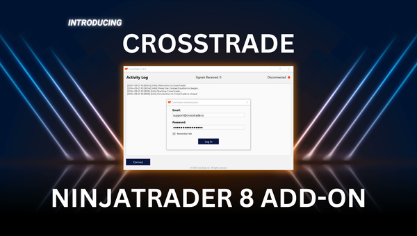 Screenshot of the new CrossTrade NinjaTrader NT8 Add-On interface