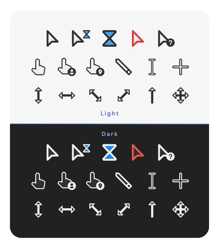 ThIsLinked source banner for the Material Design cursor family