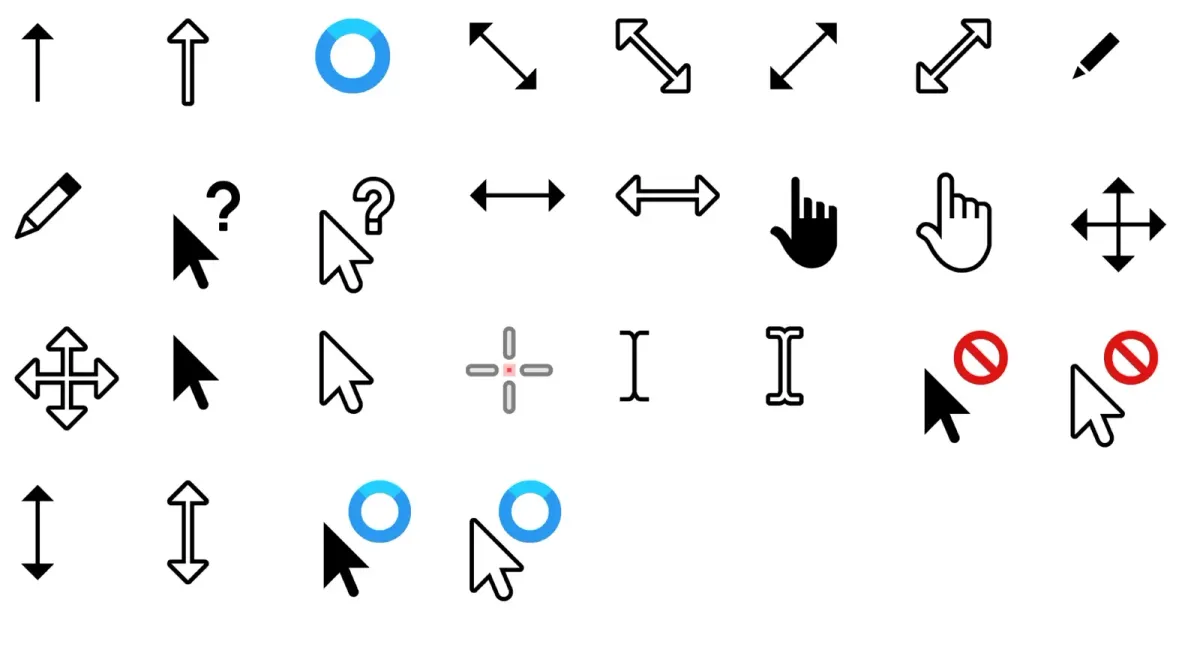 Source preview of Windows Modern Cursors: Improved Aero: Windows Modern Cursors is an Aero-derived pointer project described by its maintainer as improved for DPI and dark mode