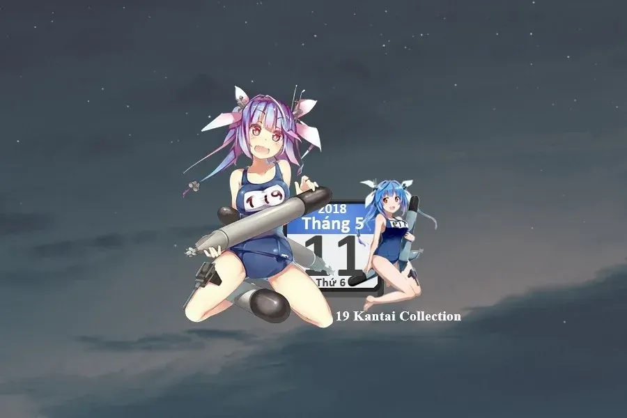 Source preview of 19 Kantai Collection Calendar Rainmeter Skin credited to Dekhuyet